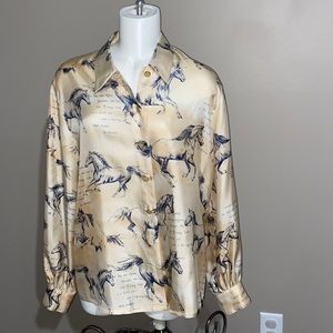Escada Silk Button up Horse Print Blouse